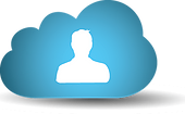 blue cloud icon including a white human shape
